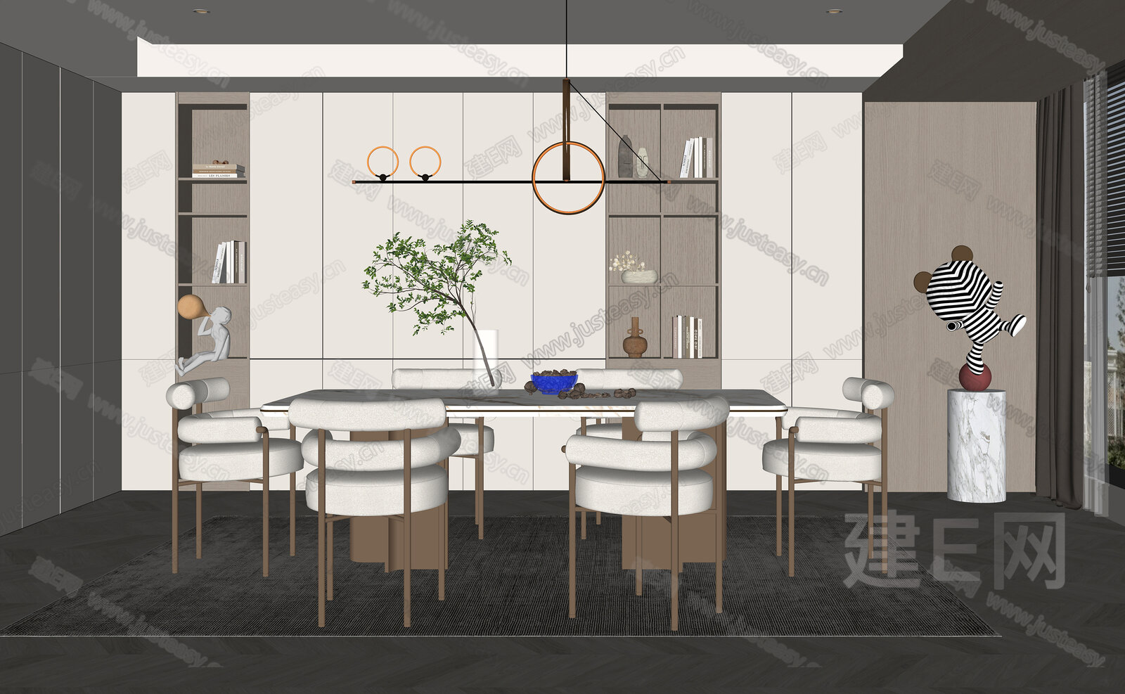 现代餐厅模型SU模型下载[ID:108153113]_建e网su模型