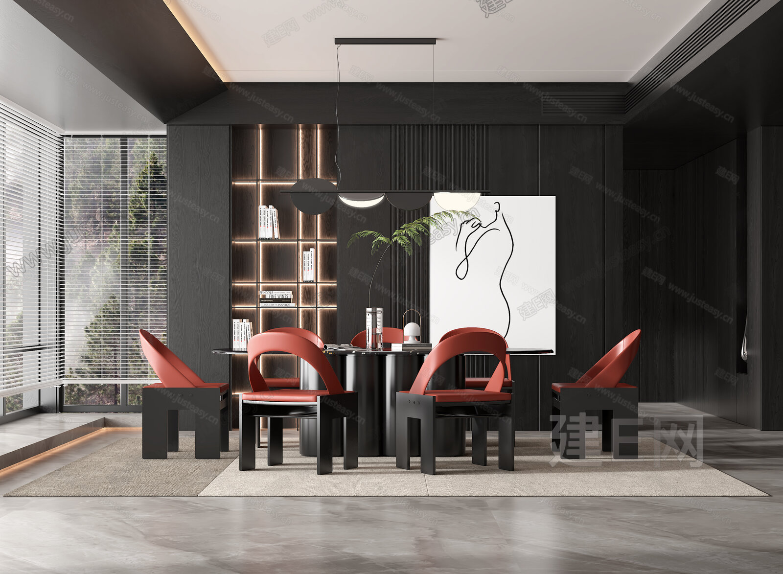 现代餐厅模型SU模型下载[ID:108874163]_建e网su模型