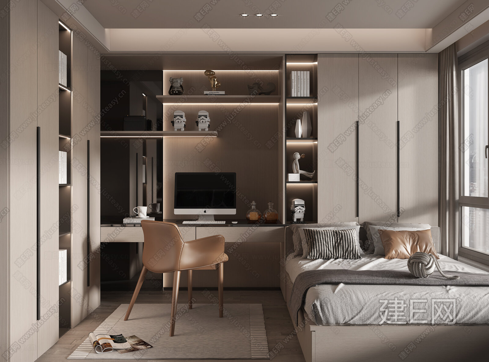 现代榻榻米卧室模型SU模型下载[ID:101140929]_建e网su模型