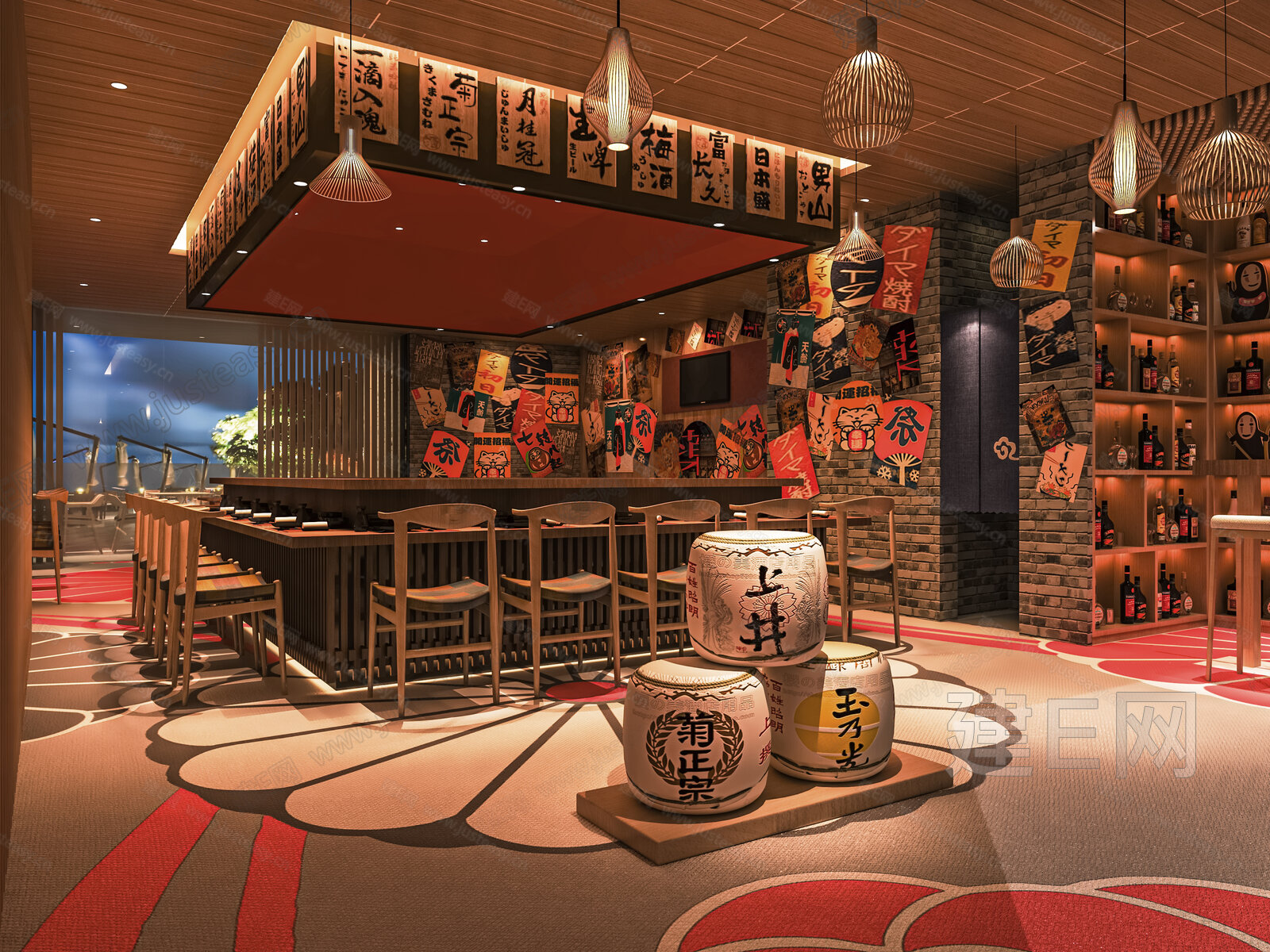 日式料理店模型SU模型下载[ID:108677380]_建e网su模型