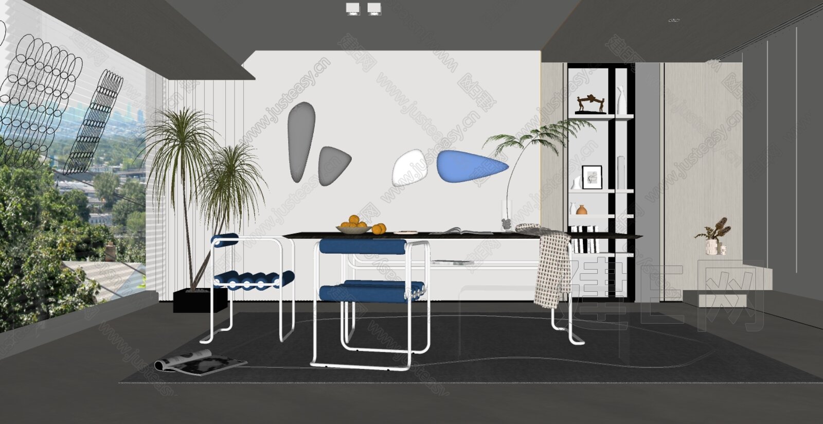 现代餐厅模型SU模型下载[ID:100682002]_建E室内设计网