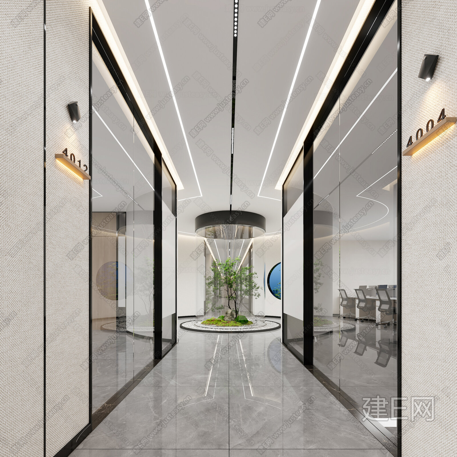 【办公室过道3d模型】建e网_办公室过道3d模型下载[ID:103436308]_打造3d办公室过道模型免费下载平台