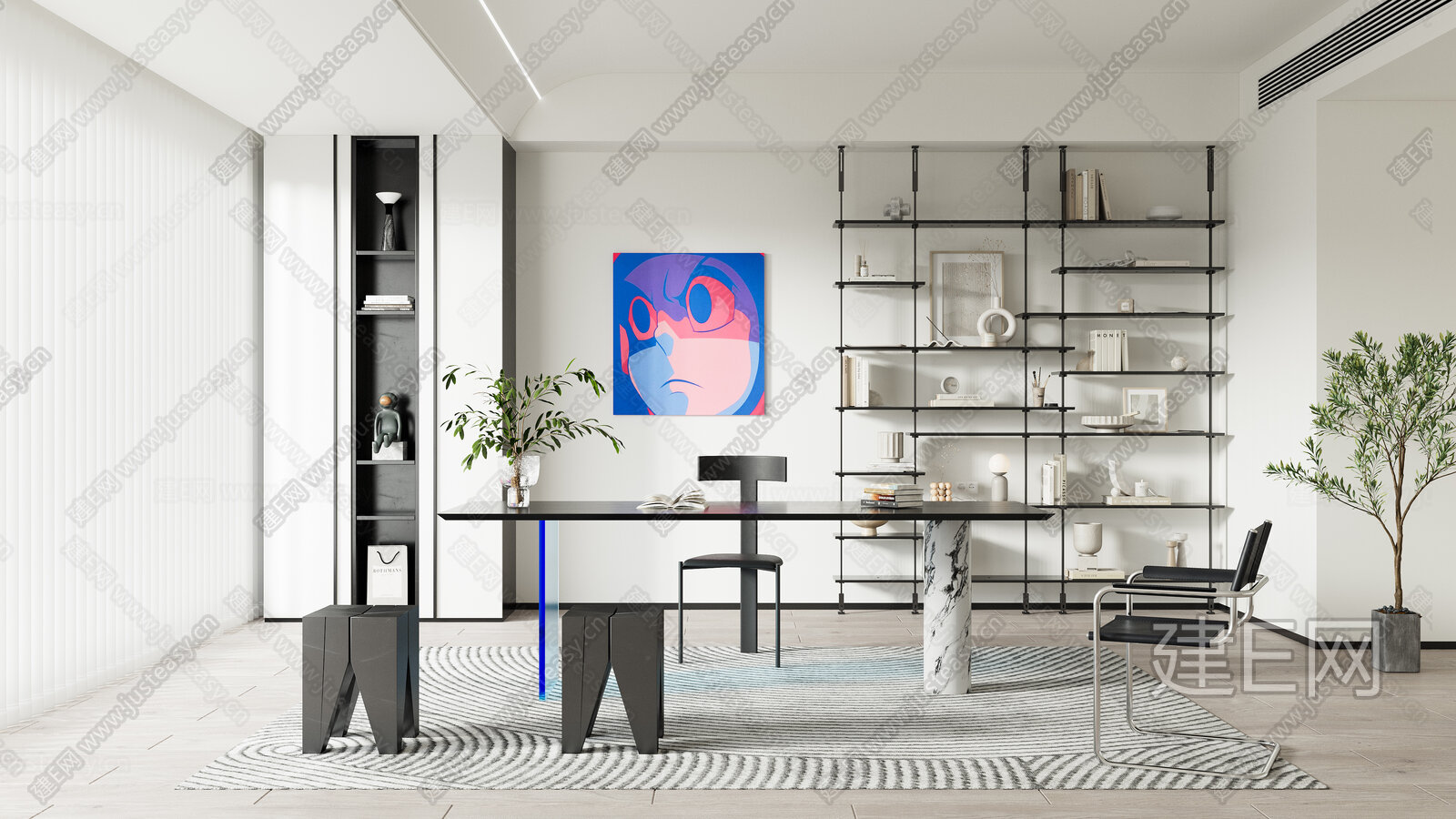 【现代家居书房3d模型】建e网_现代家居书房3d模型下载[ID:103829681]_打造3d现代家居书房模型免费下载平台