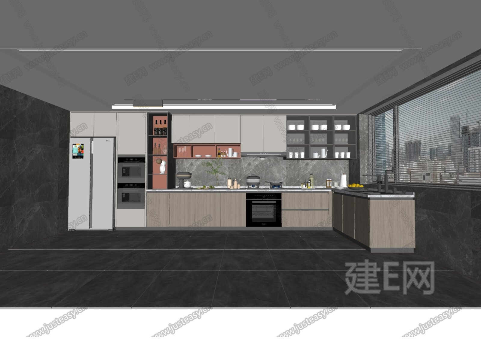 现代厨房模型SU模型下载[ID:102648249]_建E室内设计网
