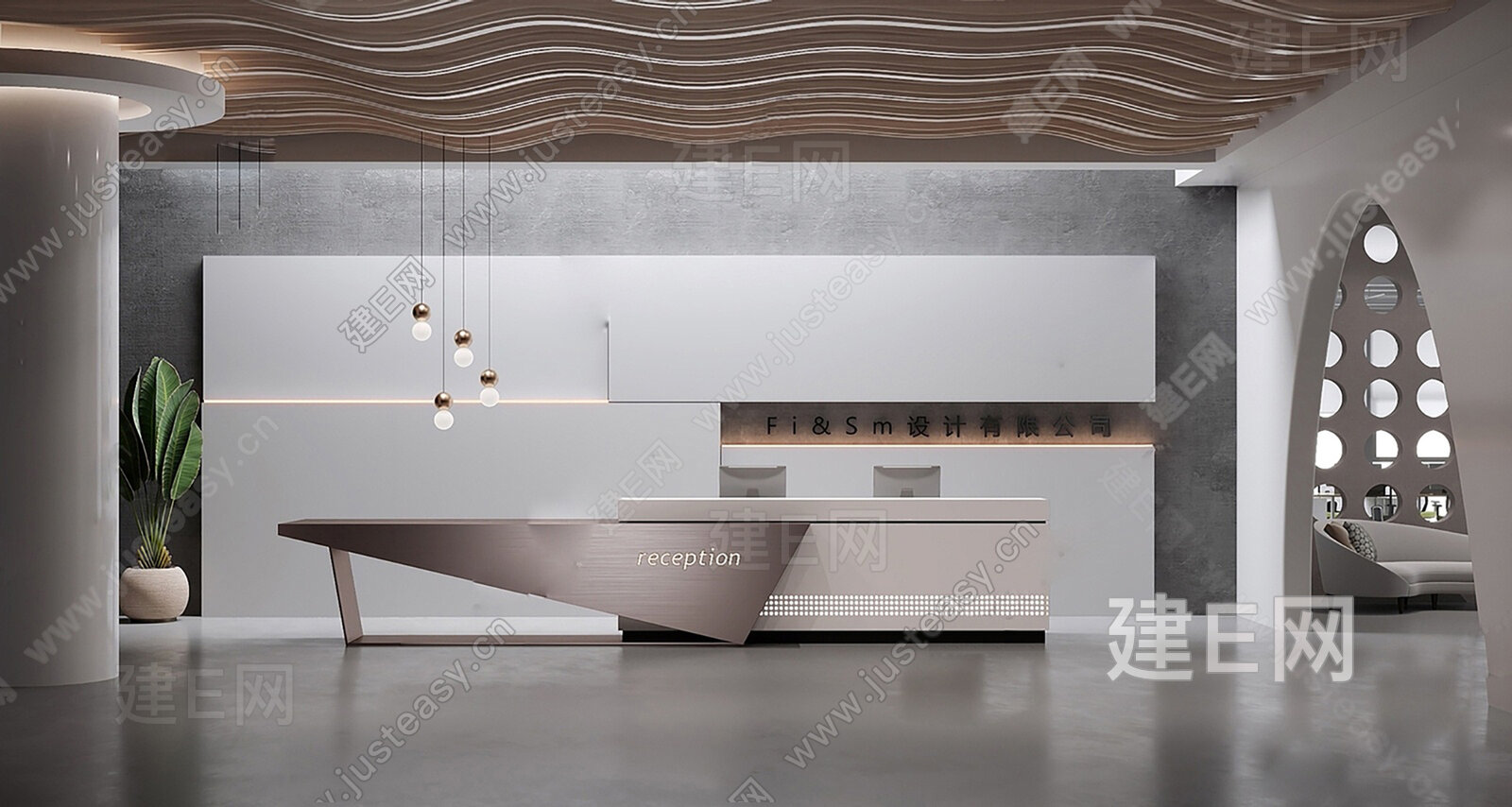 现代公司前台模型SU模型下载[ID:102385920]_建e网su模型