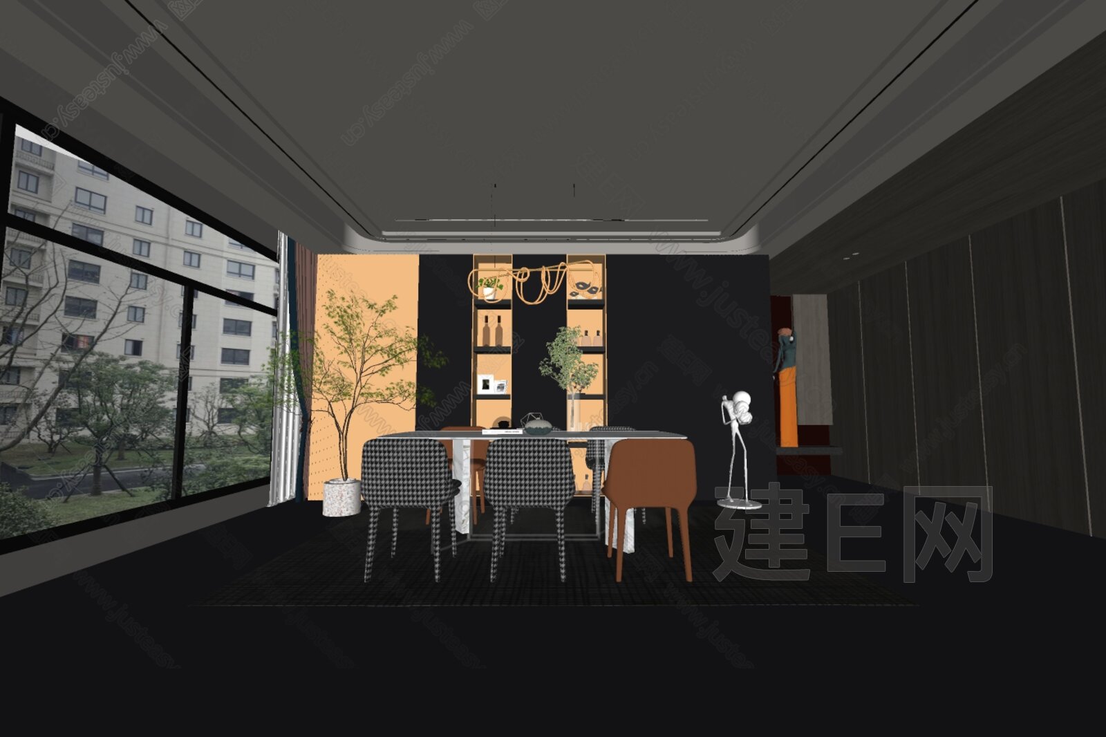 现代餐厅模型SU模型下载[ID:103041298]_建e网su模型