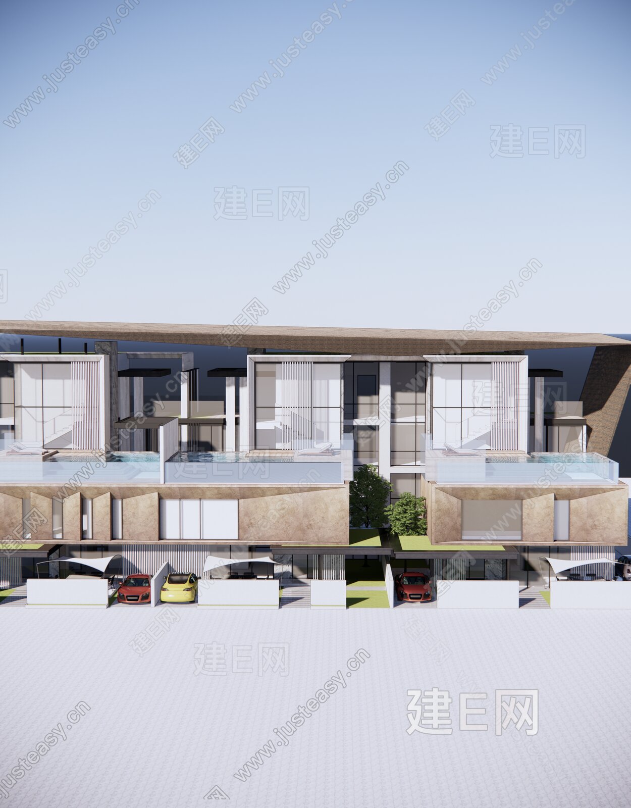 现代叠墅模型SU模型下载[ID:102779198]_建e网su模型