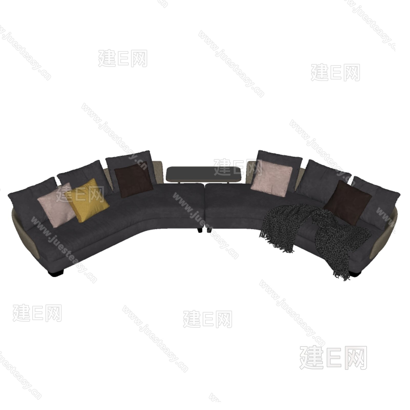 意大利 米洛提 minotti 现代多人沙发 布艺模型SU模型下载[ID:103631339]_建e网su模型