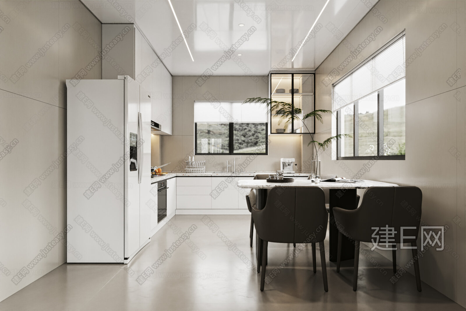 现代厨房模型SU模型下载[ID:103959095]_建E室内设计网
