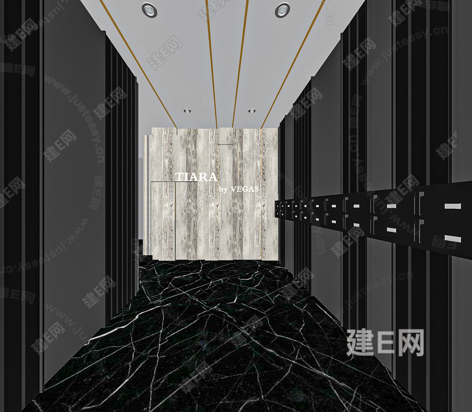 现代酒店玄关过道模型SU模型下载[ID:103893288]_建e网su模型