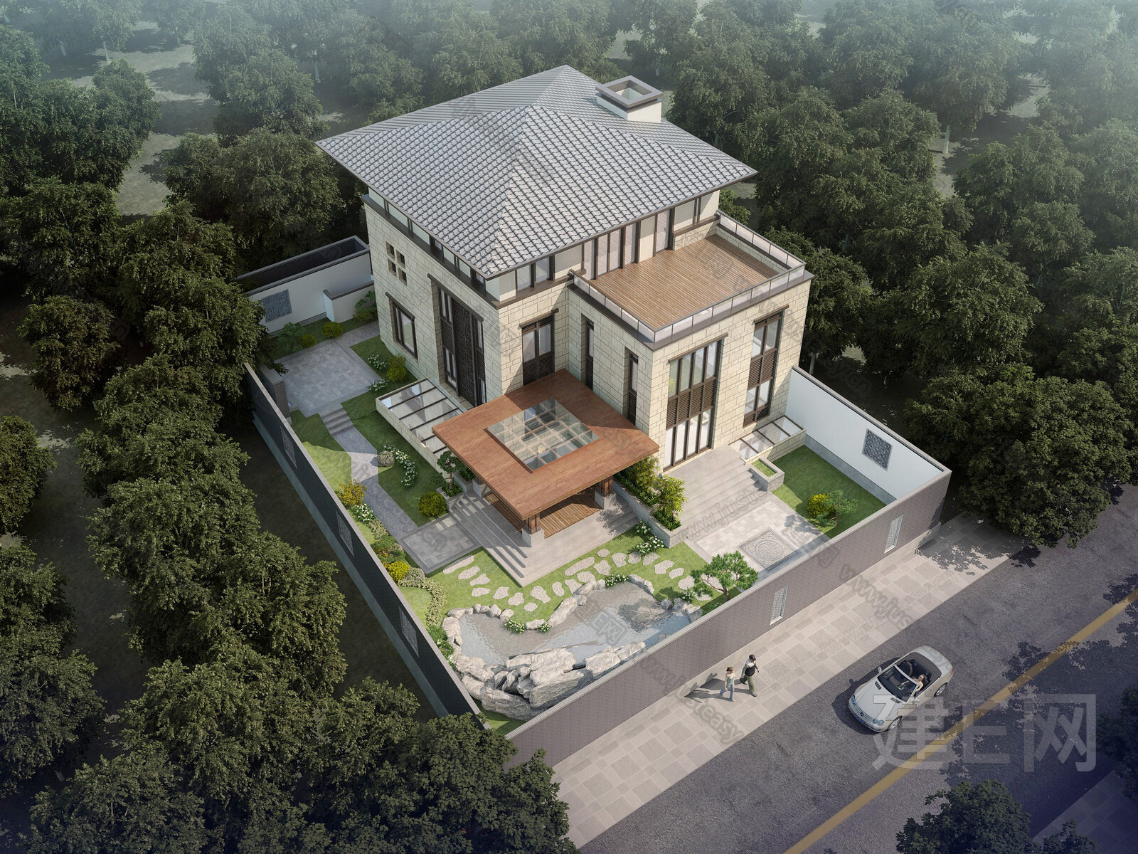新中式别墅模型SU模型下载[ID:104679922]_建e网su模型