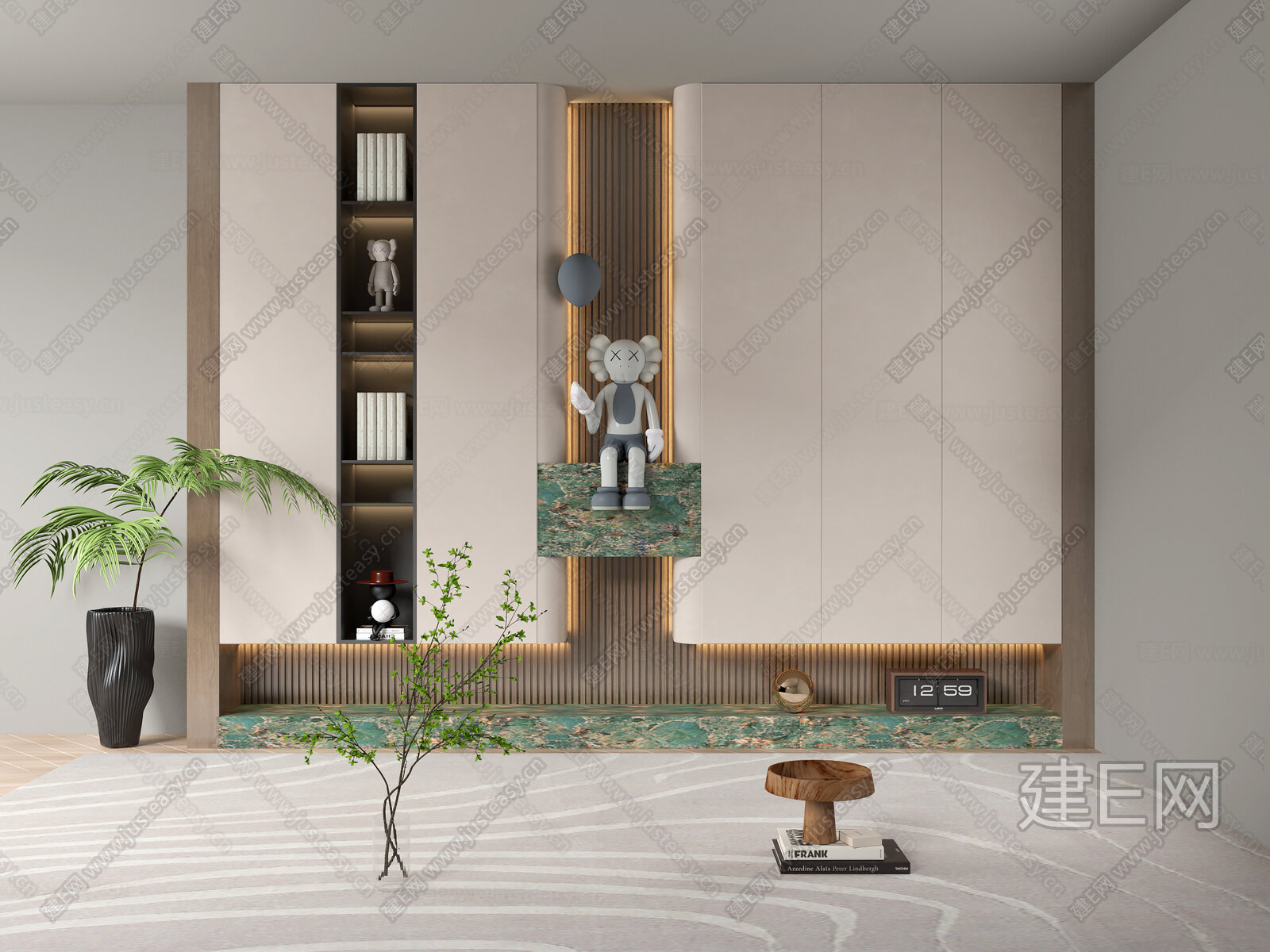 现代书柜模型SU模型下载[ID:114641766]_建E室内设计网