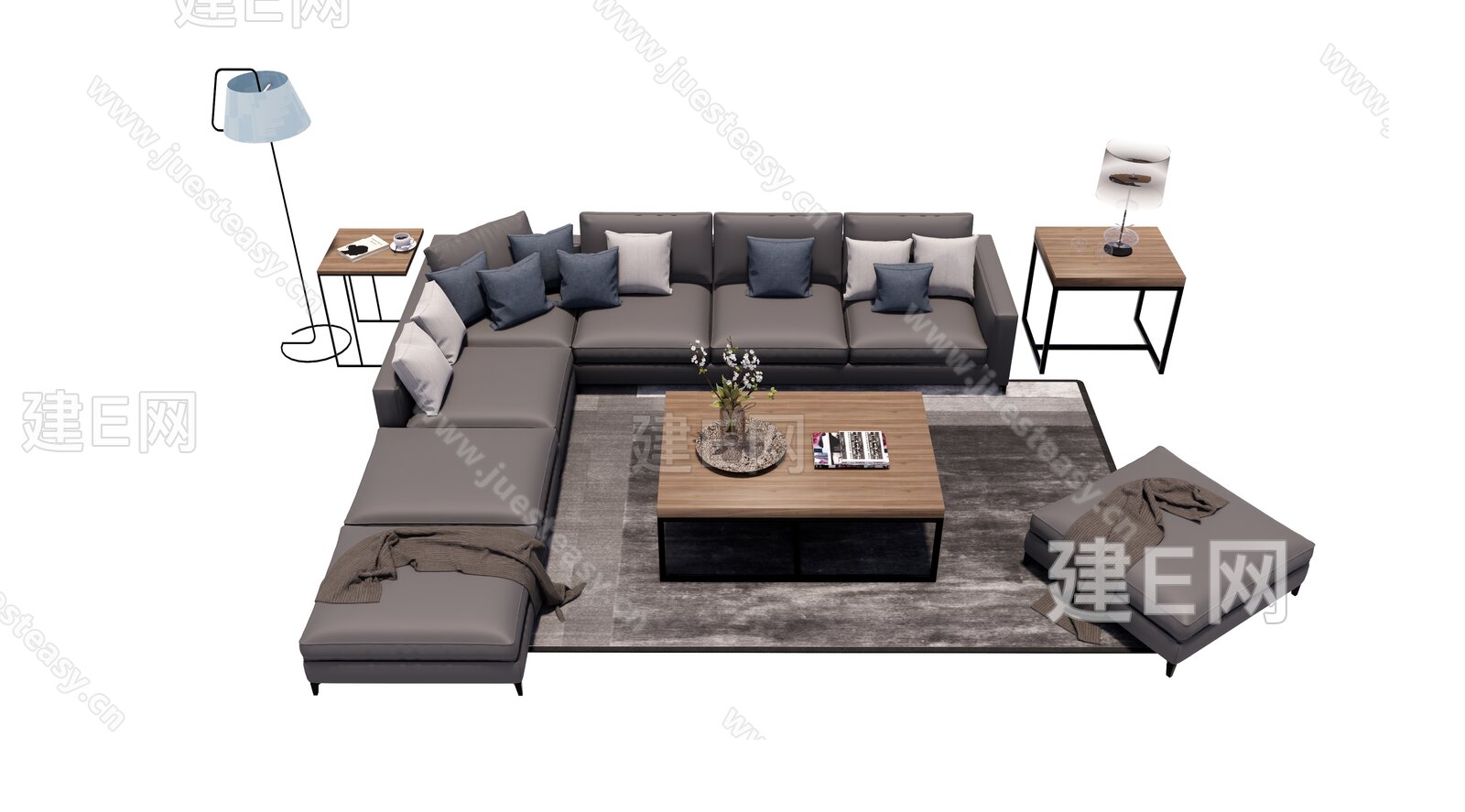 北欧沙发茶几组合模型SU模型下载[ID:113330660]_建e网su模型