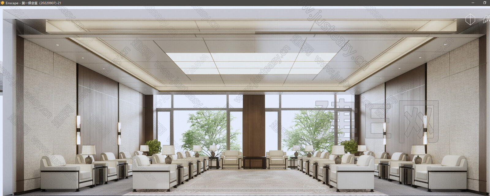 新中式会客厅模型SU模型下载[ID:115427694]_建e网su模型