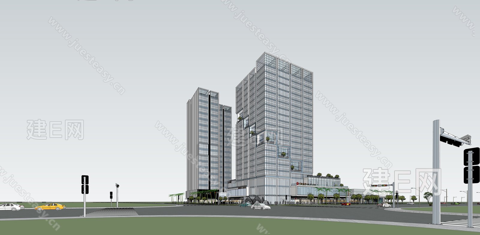 现代写字楼模型SU模型下载[ID:115886472]_建e网su模型