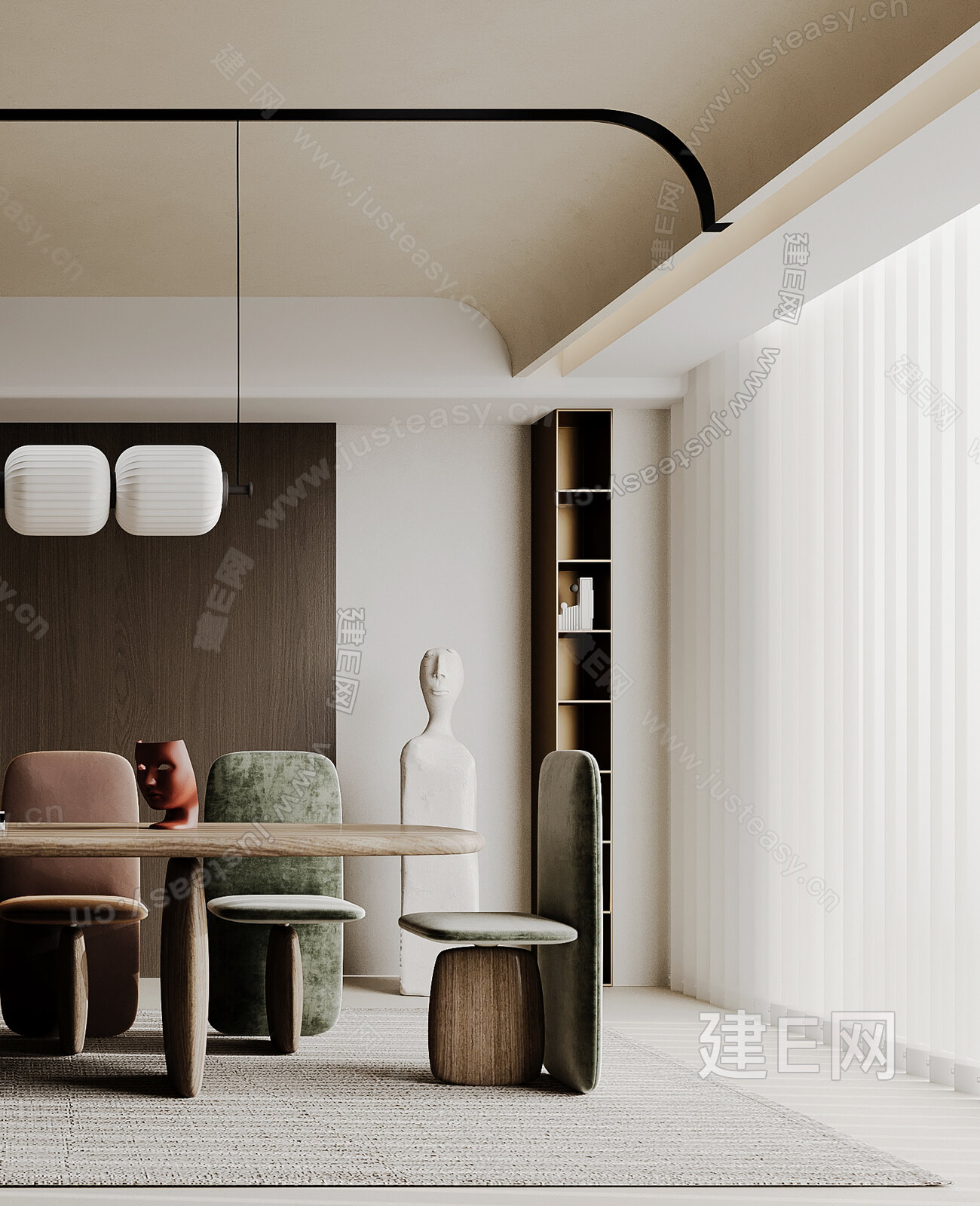 【现代餐厅3d模型】建e网_现代餐厅3d模型下载[ID:114839715]_打造3d现代餐厅模型免费下载平台