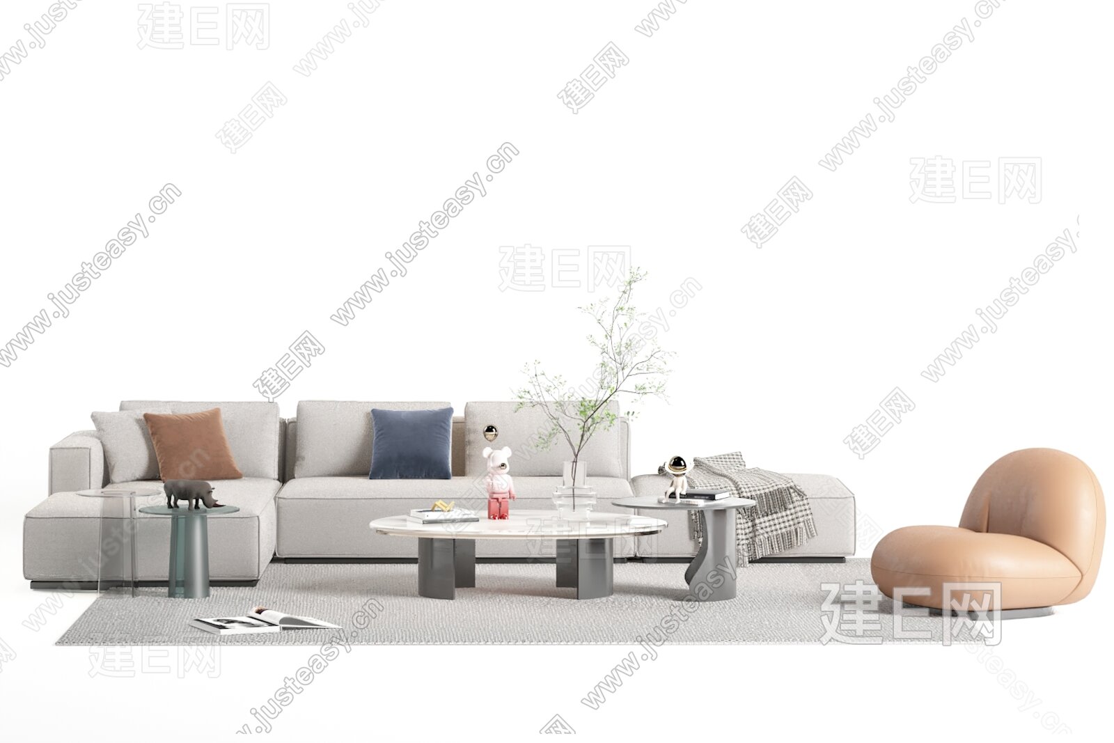 【现代沙发茶几组合3d模型】建e网_现代沙发茶几组合3d模型下载[ID:114839735]_打造3d现代沙发茶几组合模型免费下载平台