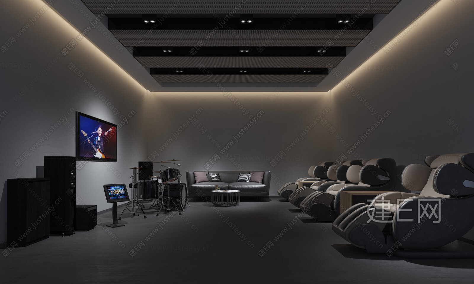 现代公司娱乐室3d模型下载[ID:115691597]_建e网3d模型