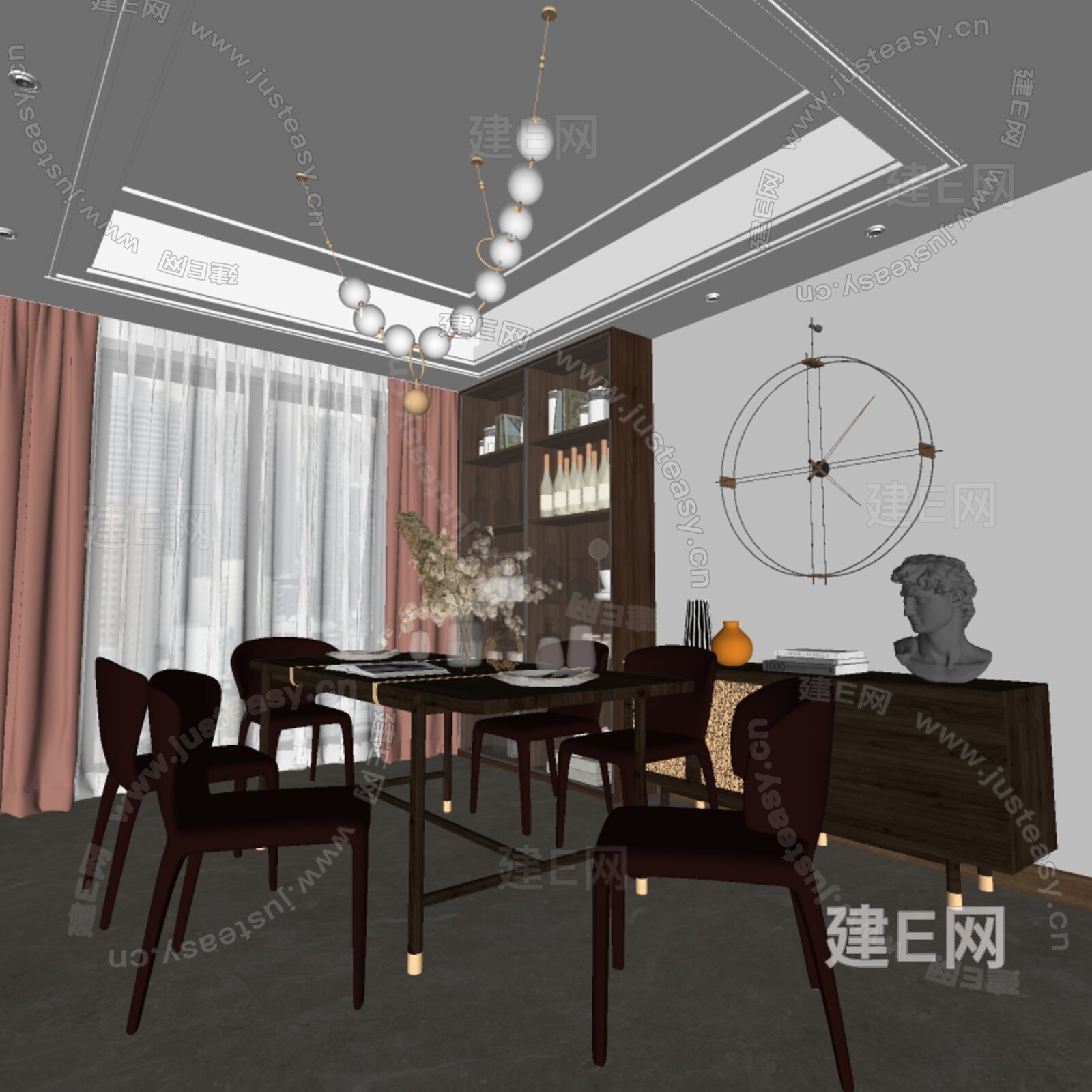 现代餐厅模型SU模型下载[ID:117262700]_建e网su模型