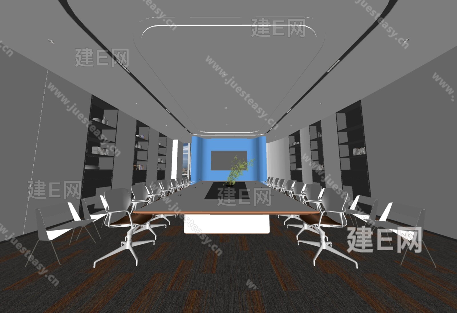 现代会议室模型SU模型下载[ID:117262607]_建e网su模型