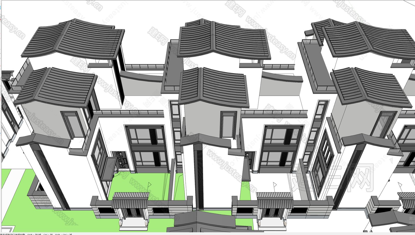 新中式别墅模型SU模型下载[ID:117393675]_建e网su模型