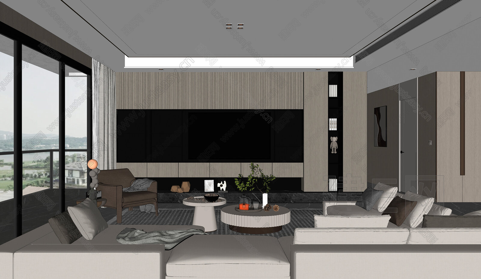 现代客厅模型SU模型下载[ID:109463969]_建e网su模型