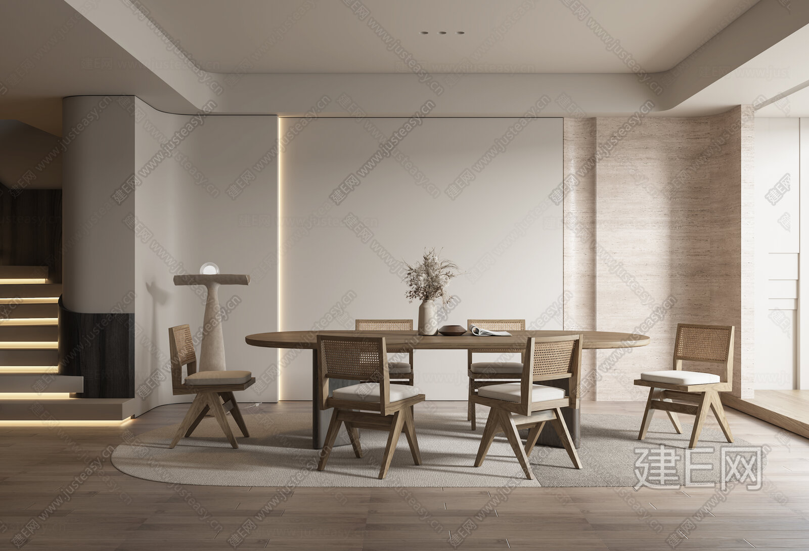 侘寂风餐厅模型SU模型下载[ID:109201874]_建e网su模型