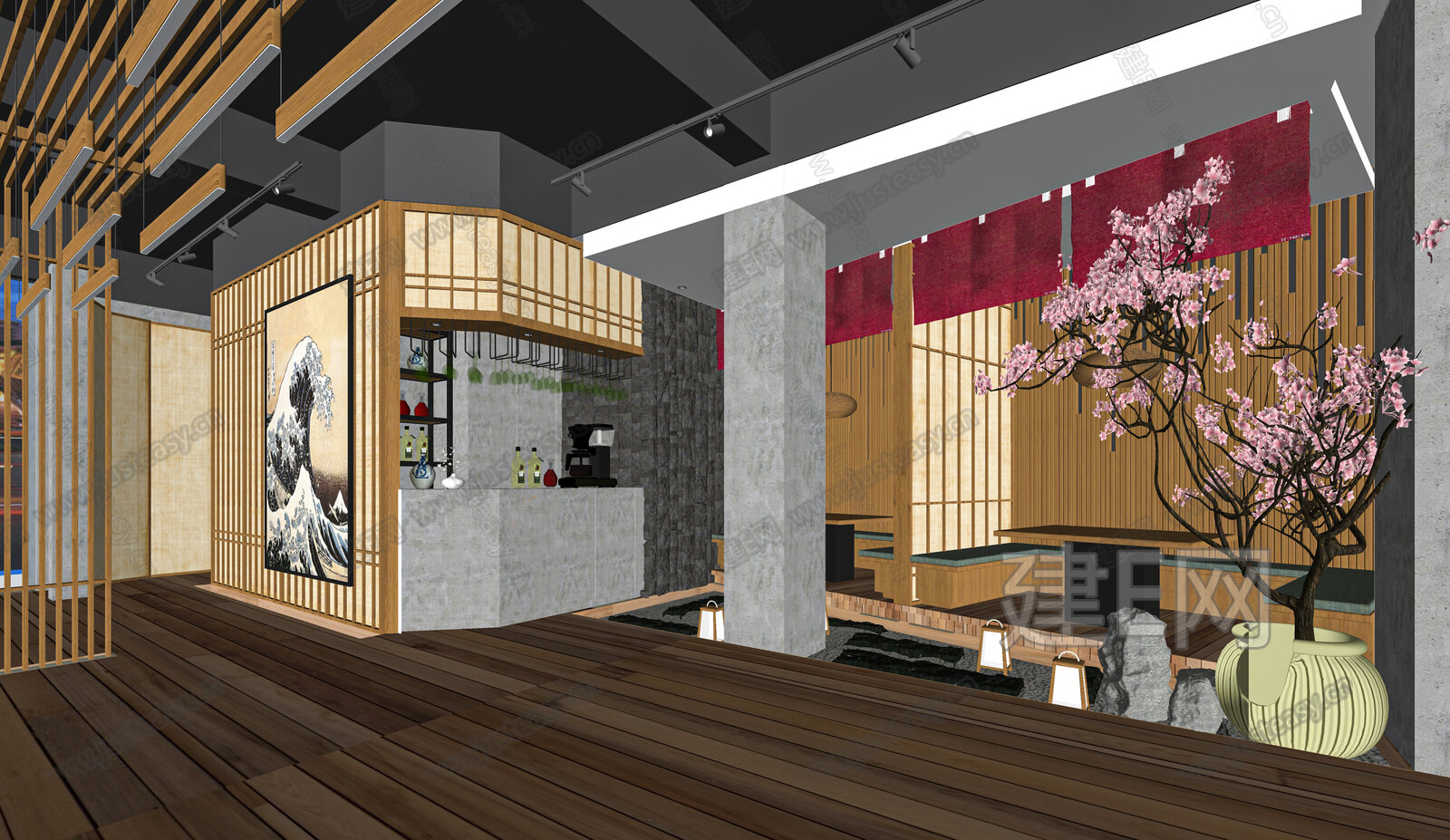 日式料理店SU模型下载[ID:109267334]，日式料理店，SU模型下载