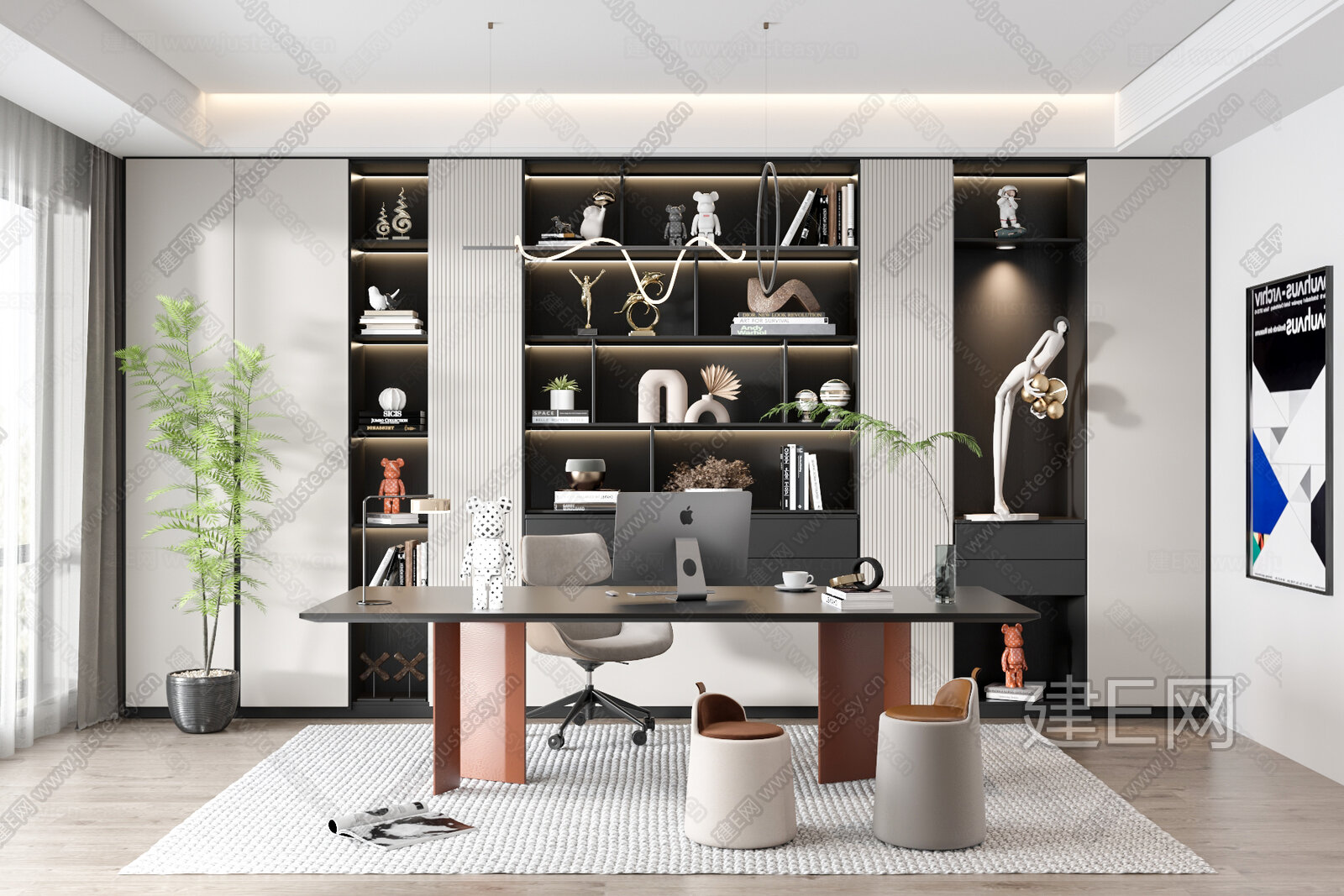 【现代书房3d模型】建E网_现代书房3d模型下载[ID:115953714]_打造3d现代书房模型免费下载平台