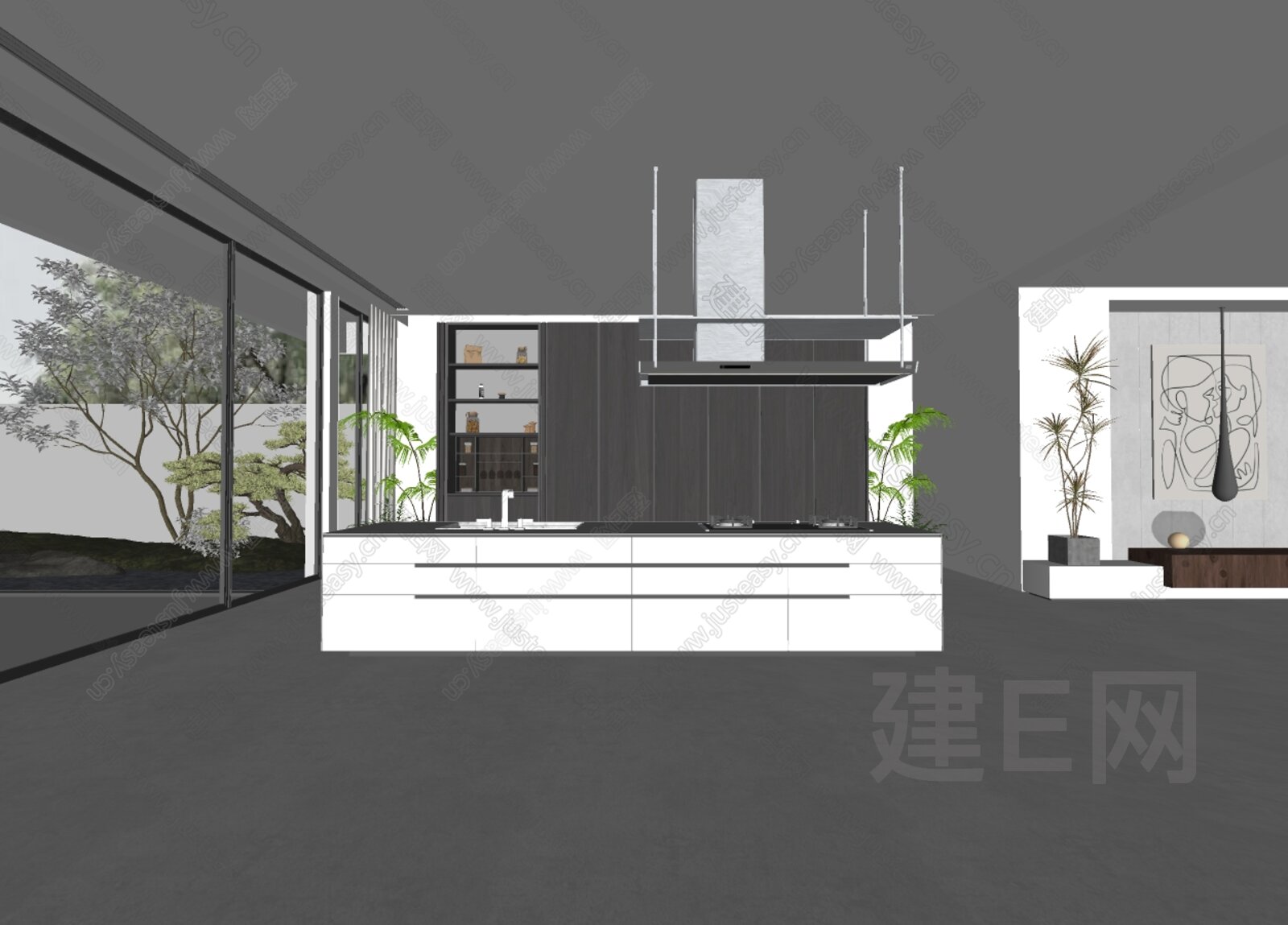 现代厨房 模型SU模型下载[ID:109988185]_建E室内设计网