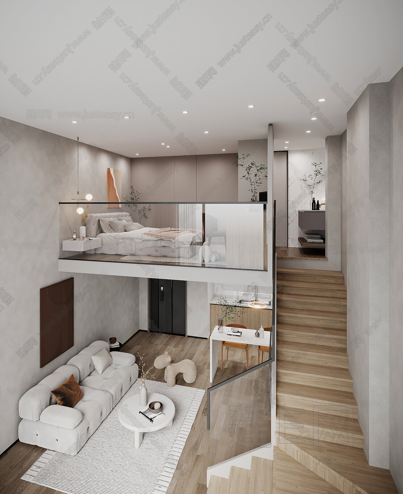 现代loft公寓3d模型下载[ID:116084795]_建e网3d模型