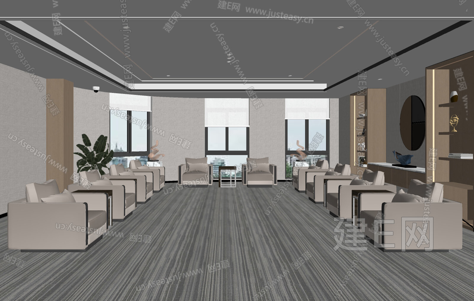 现代会客接待室模型SU模型下载[ID:109726188]_建e网su模型
