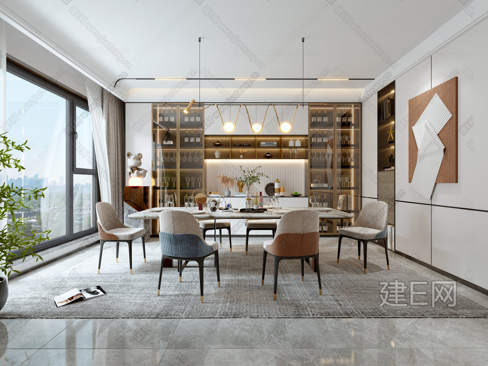 现代餐厅模型SU模型下载[ID:110119173]_建e网su模型