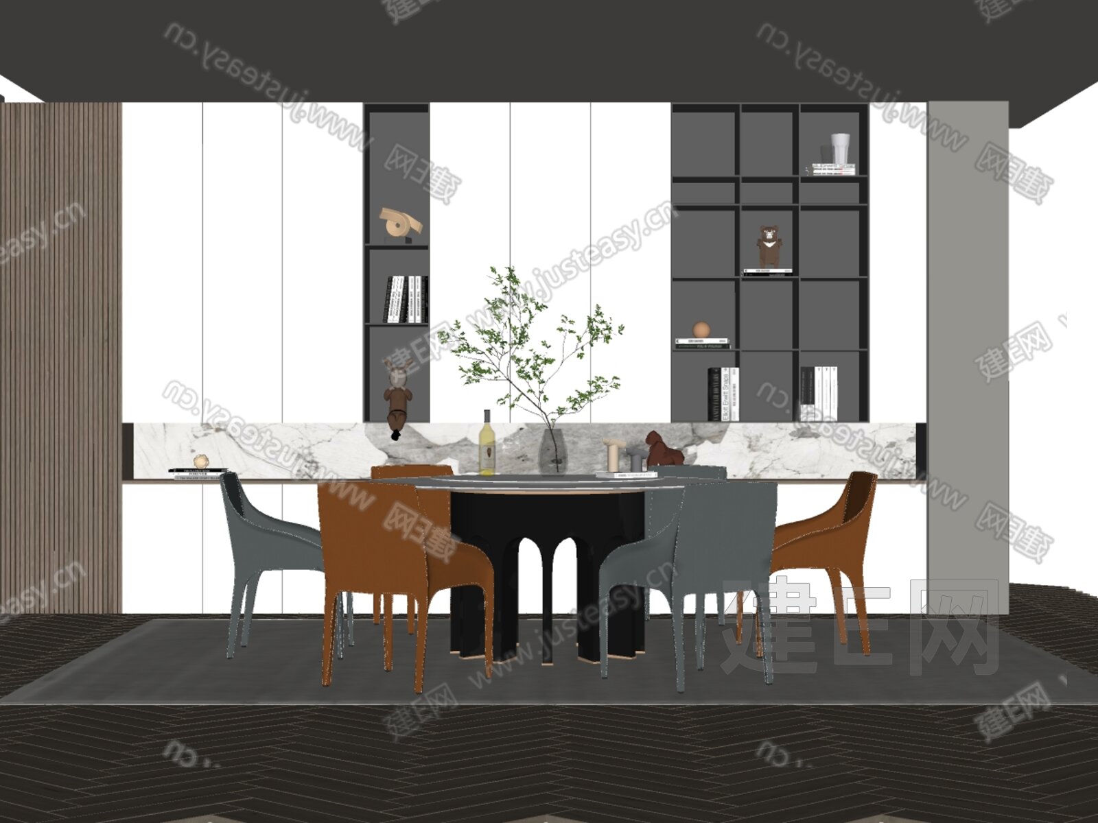 现代餐厅模型SU模型下载[ID:110315998]_建e网su模型