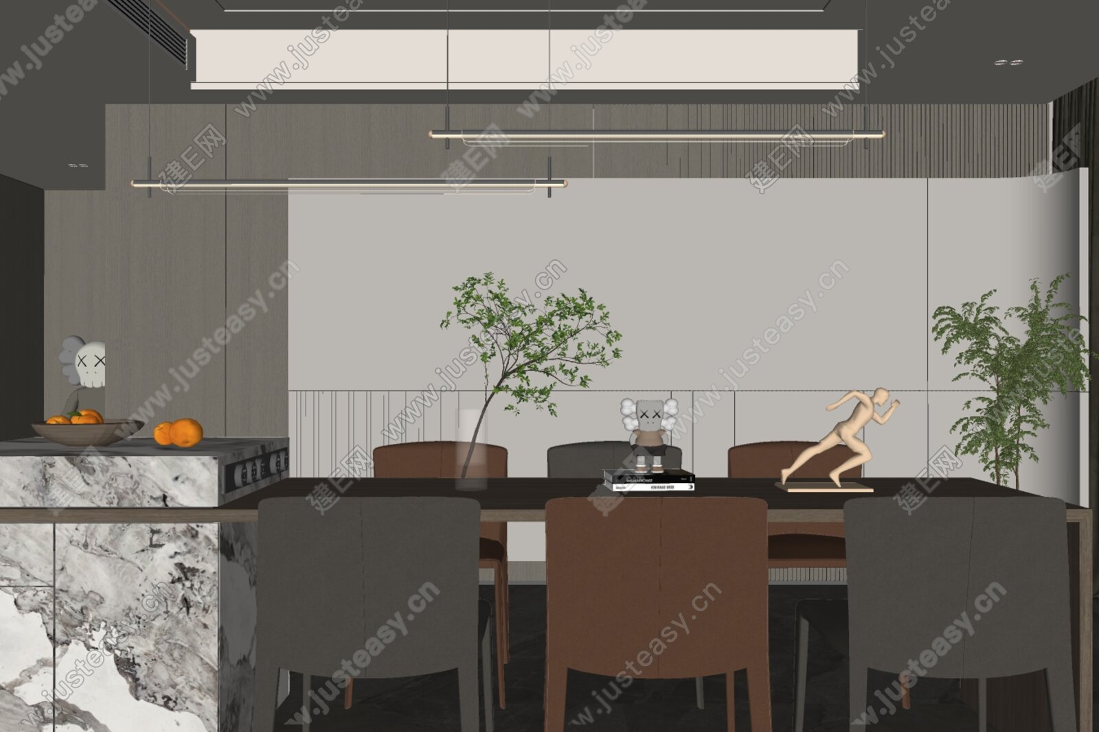 现代餐厅模型SU模型下载[ID:110250380]_建e网su模型