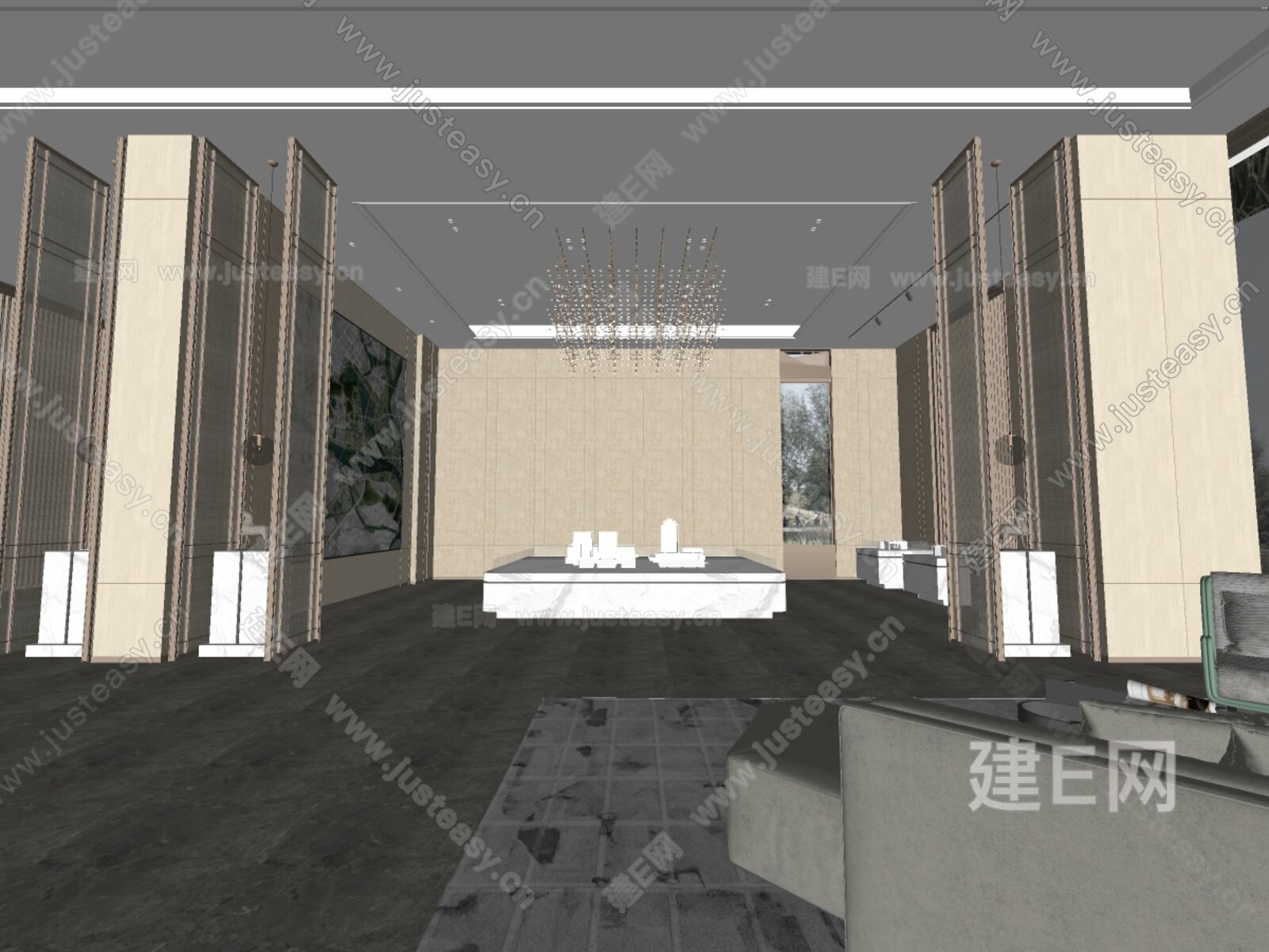 现代售楼处模型SU模型下载[ID:110905715]_建e网su模型