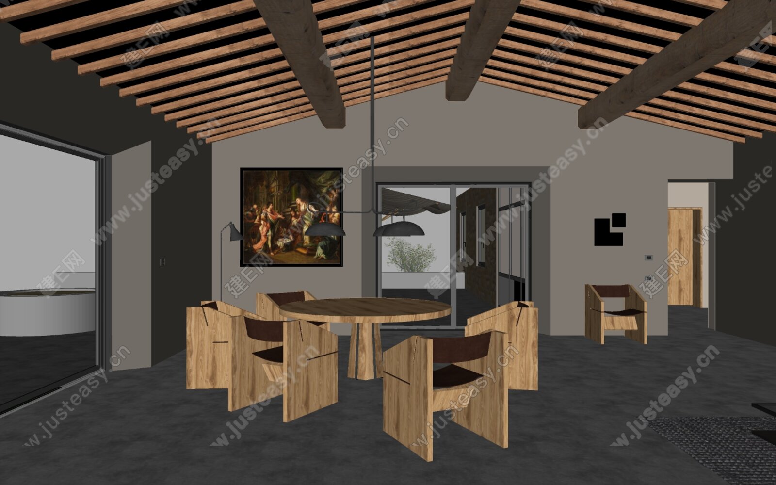 现代餐厅模型SU模型下载[ID:111167863]_建E室内设计网