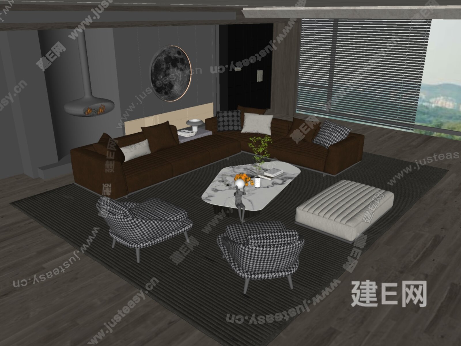 米洛提Minotti 现代沙发茶几组合模型SU模型下载[ID:111364424]_建e网su模型