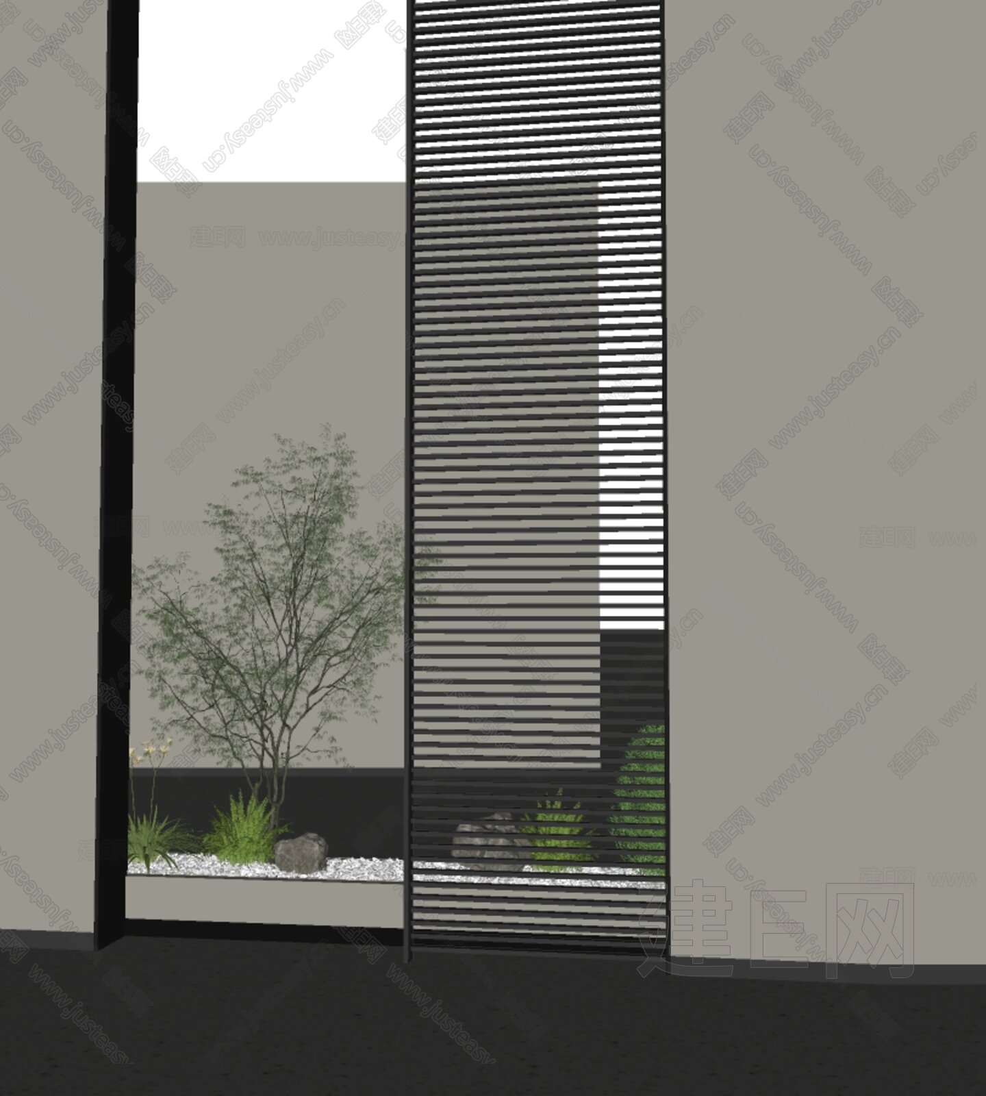 现代室内景观模型SU模型下载[ID:111692074]_建E室内设计网