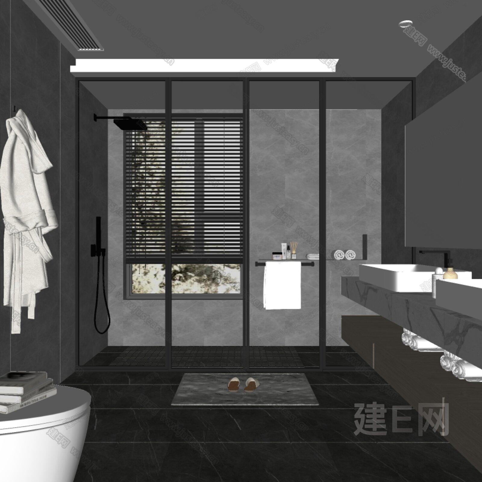 现代卫生间模型SU模型下载[ID:111888768]_建E室内设计网