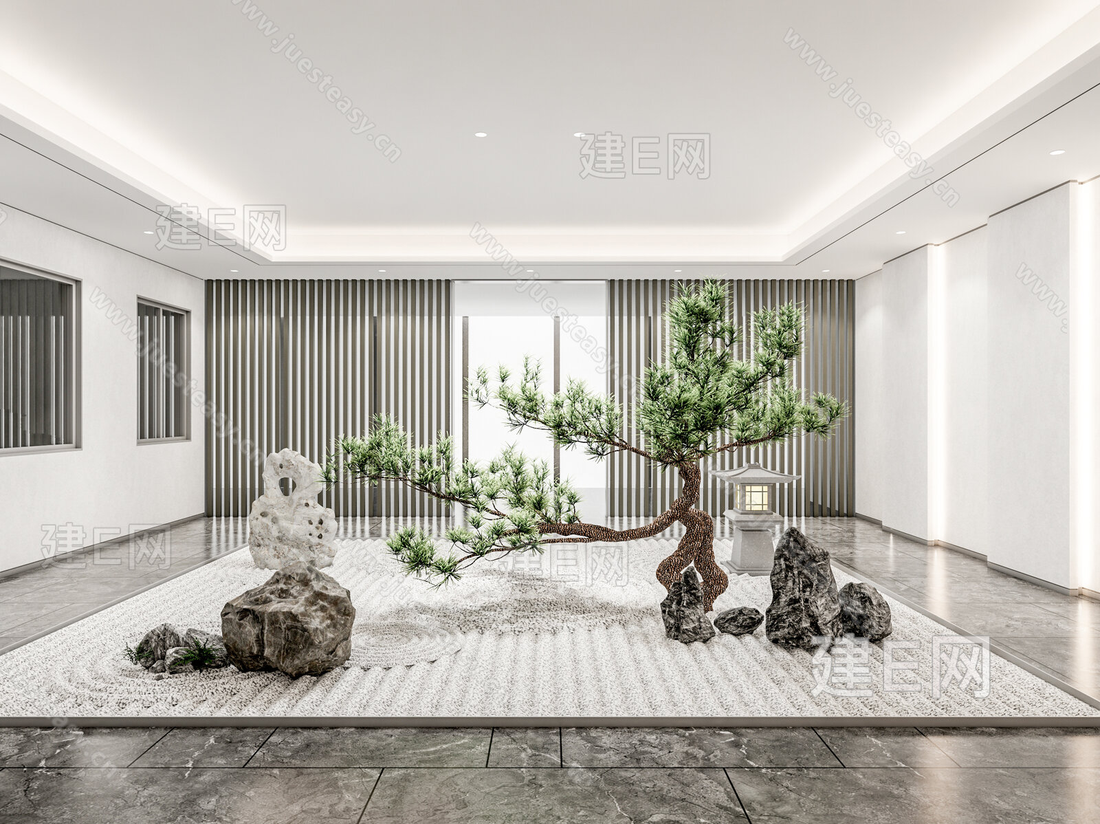 新中式室内景观小品模型SU模型下载[ID:112478581]_建e网su模型
