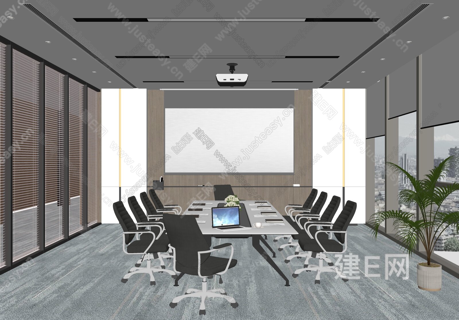 现代会议室模型SU模型下载[ID:112478660]_建E室内设计网