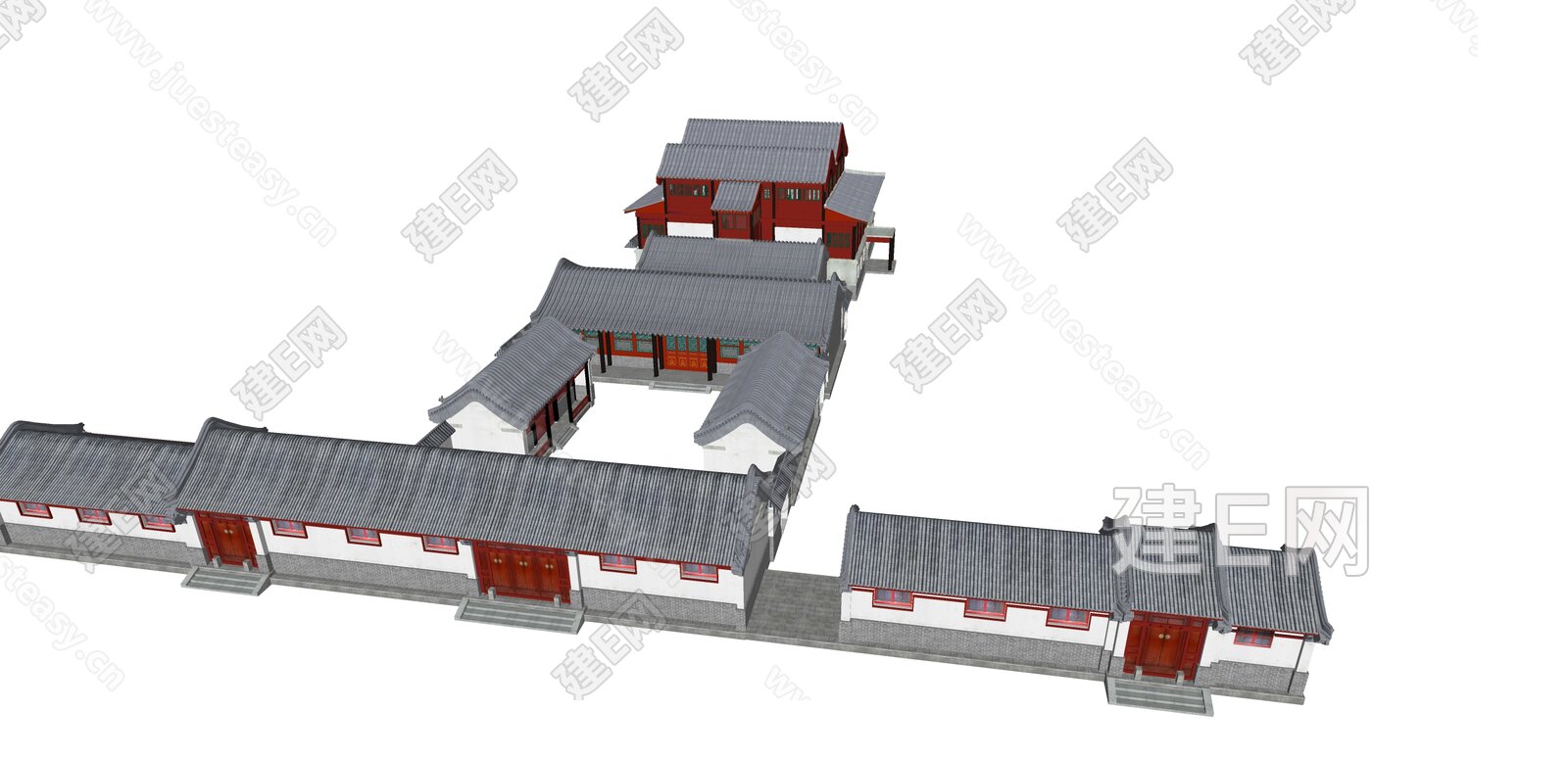 中式古建筑模型SU模型下载[ID:112675297]_建E室内设计网