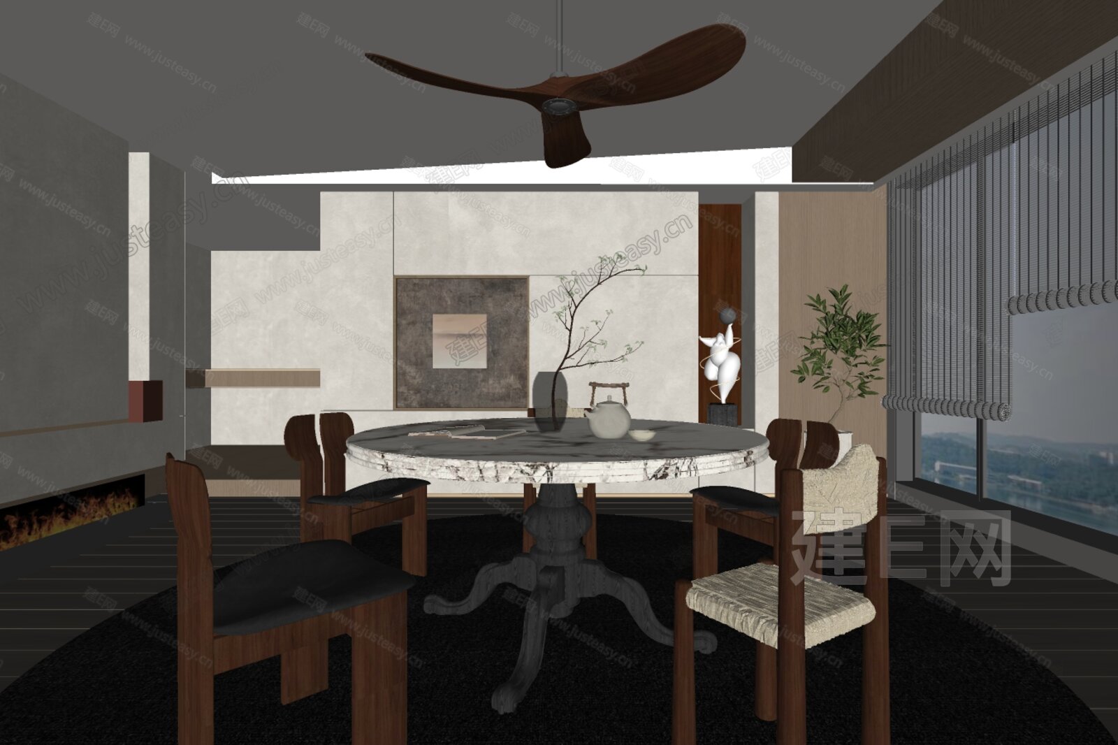 现代餐厅模型SU模型下载[ID:112609692]_建E室内设计网