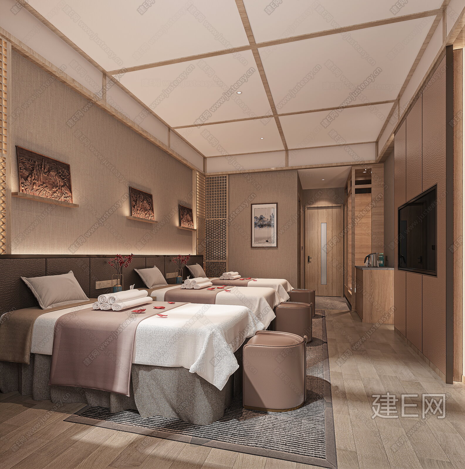 新中式洗浴中心3d模型下载[ID:109990055]_建e网3d模型