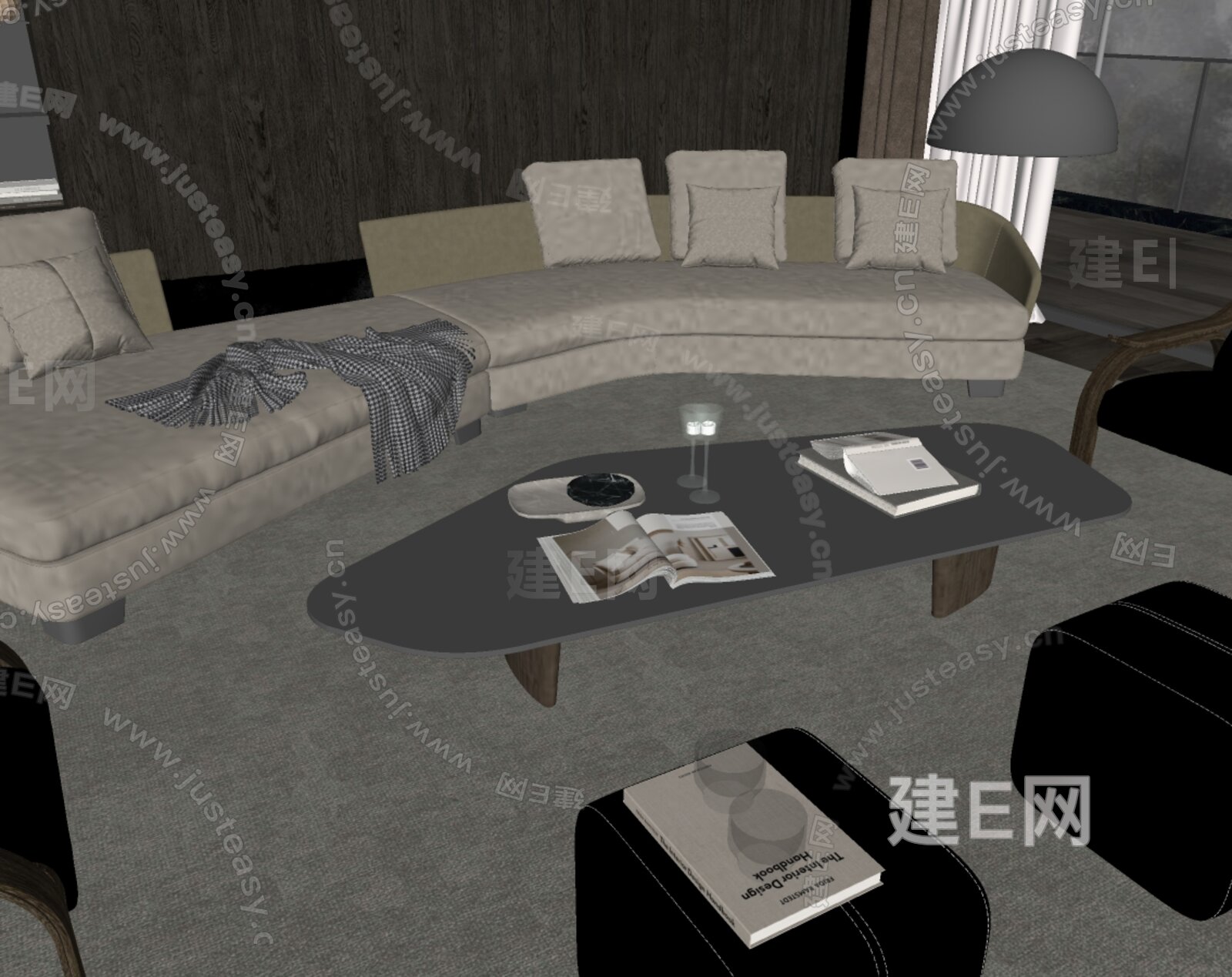 Minotti 现代沙发茶几组合模型SU模型下载[ID:113134076]_建e网su模型