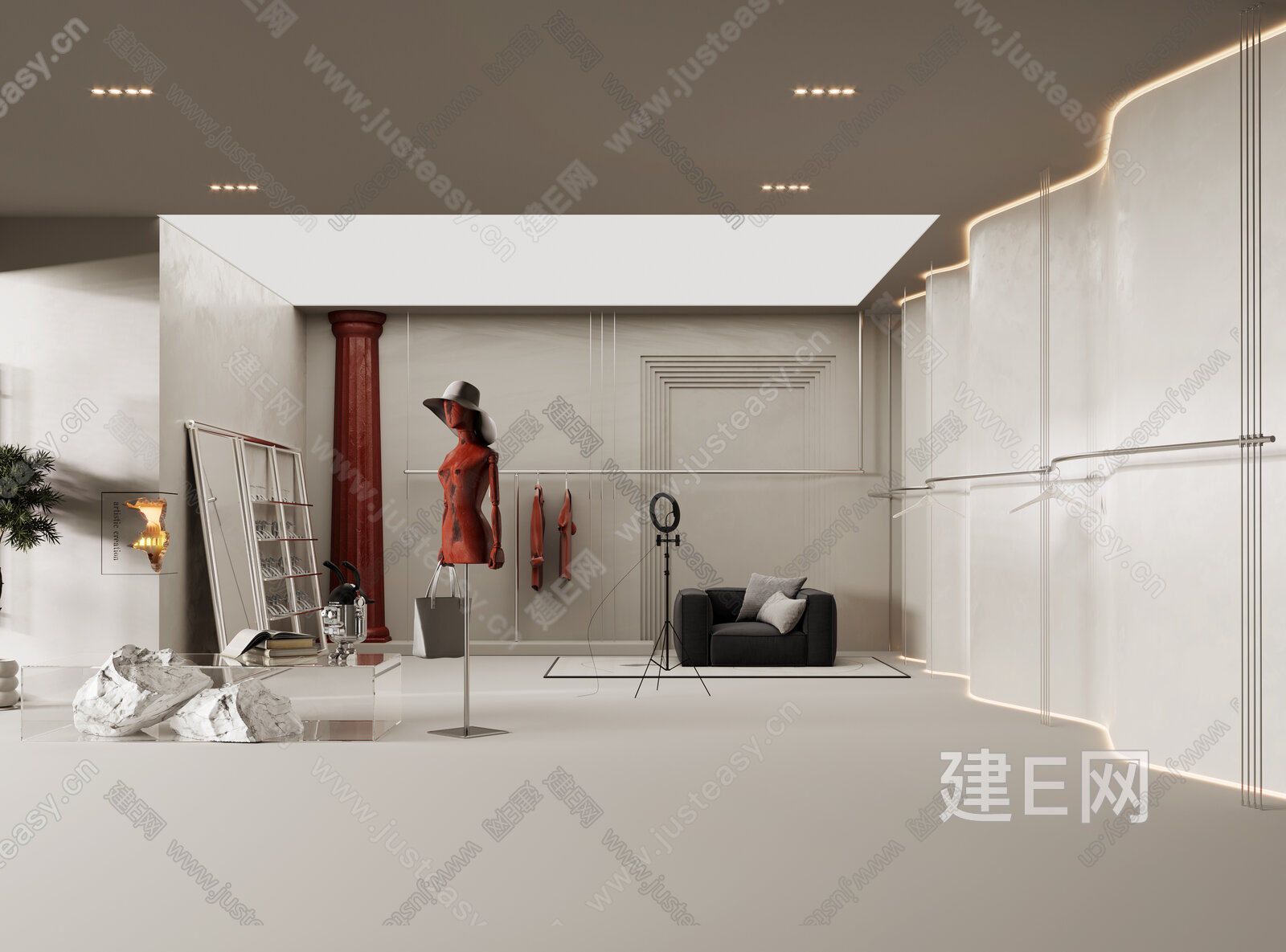 侘寂风服装店模型SU模型下载[ID:105138225]_建e网su模型