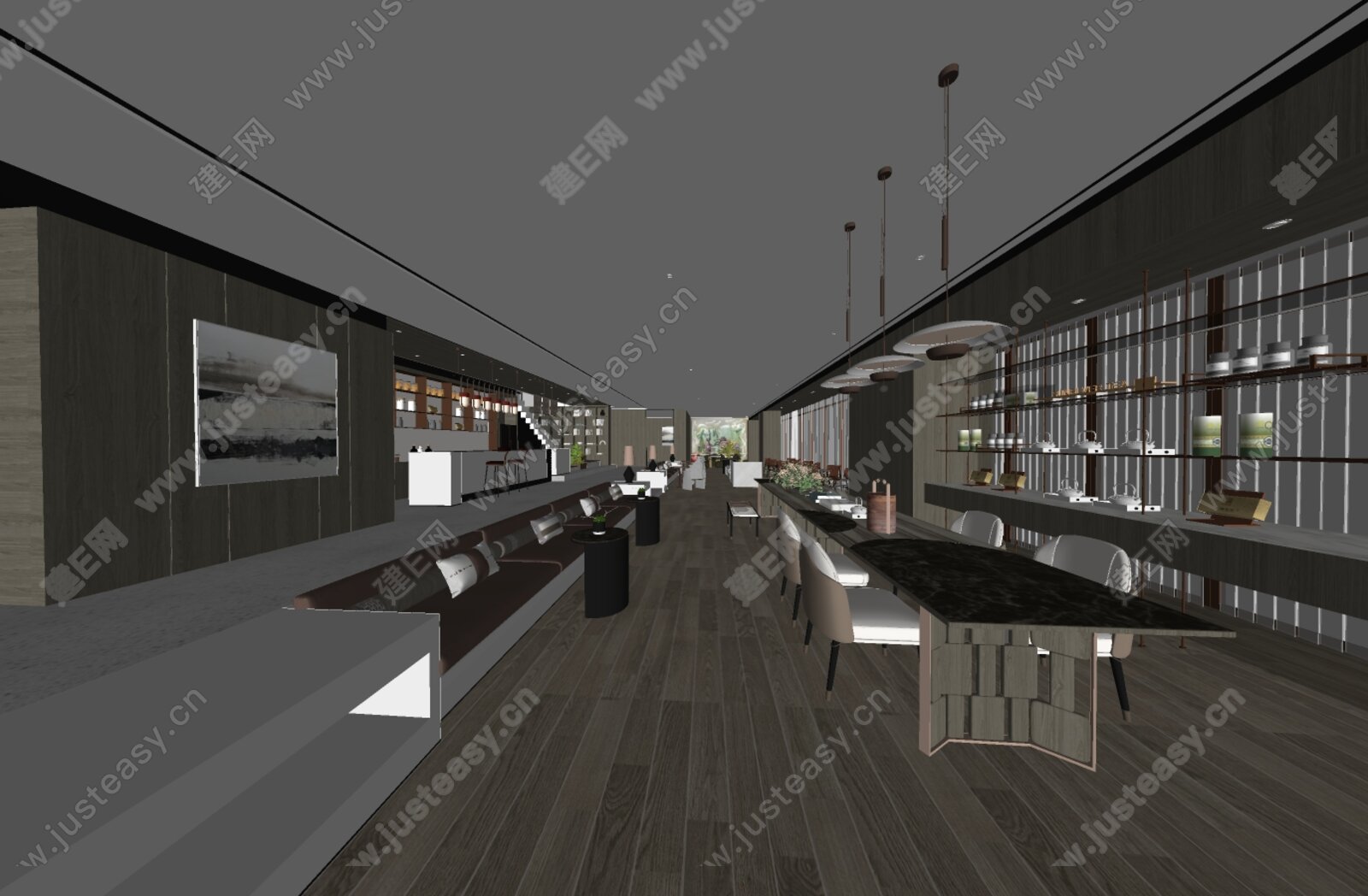 新中式售楼处洽谈区模型SU模型下载[ID:104941612]_建e网su模型