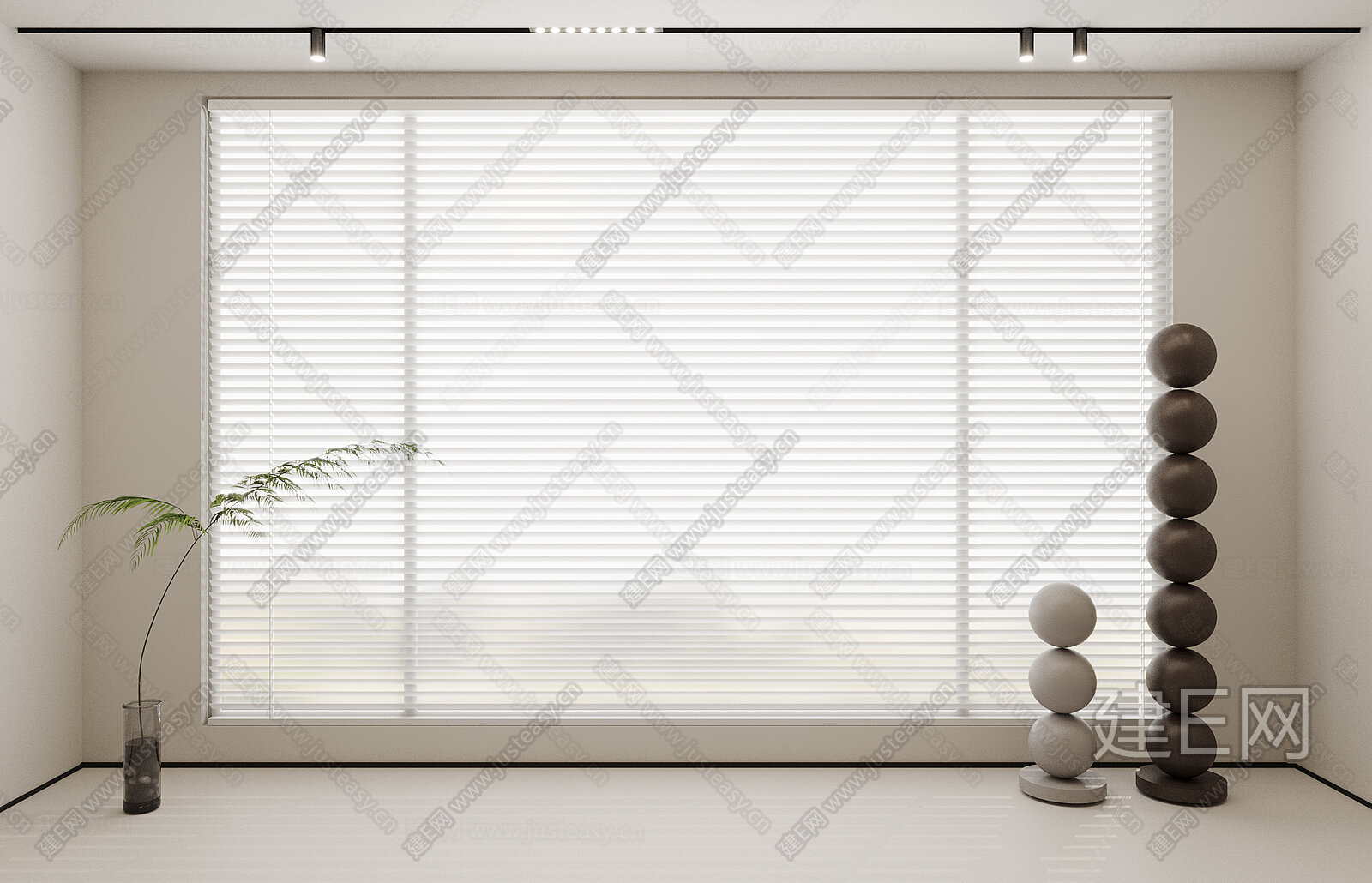 现代百叶帘模型SU模型下载[ID:105400526]_建E室内设计网