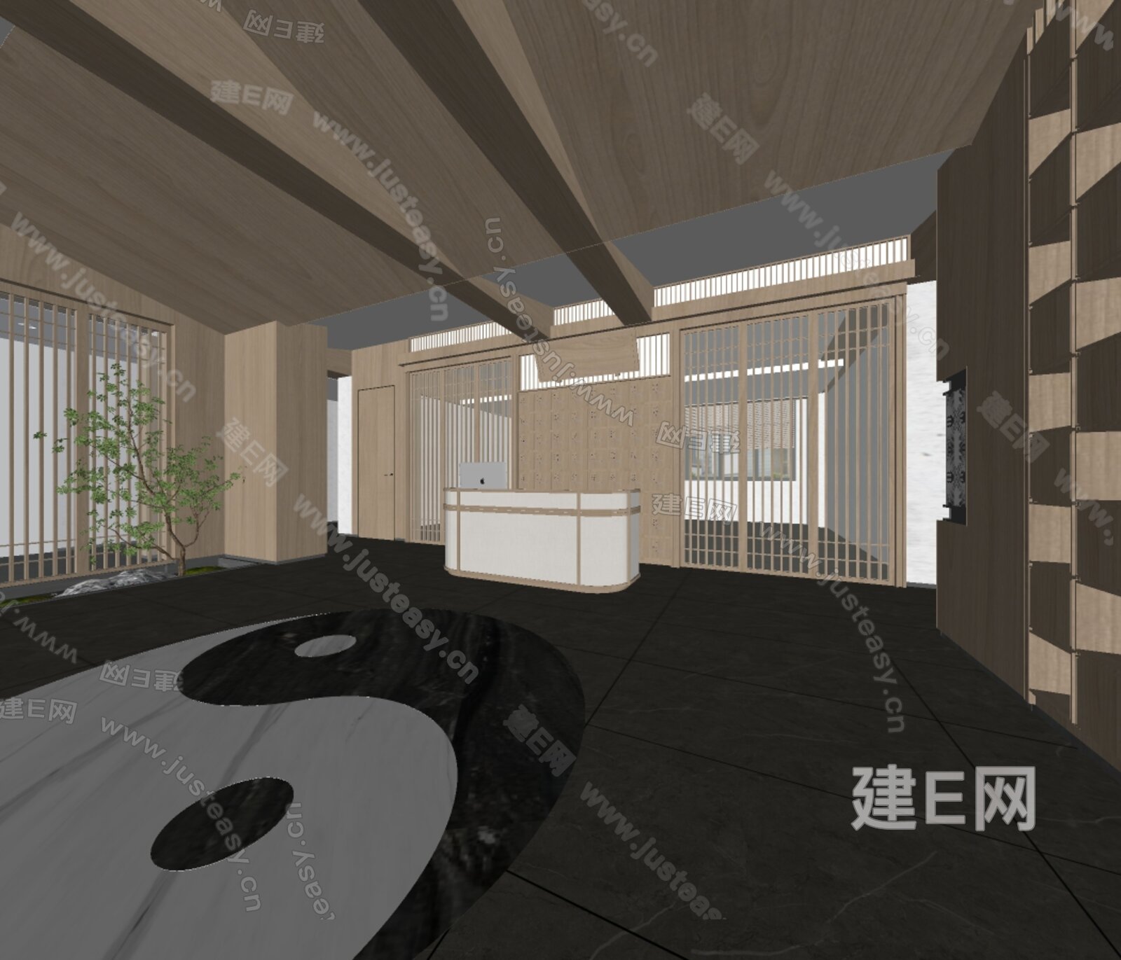 新中式中医药馆模型SU模型下载[ID:105793710]_建e网su模型